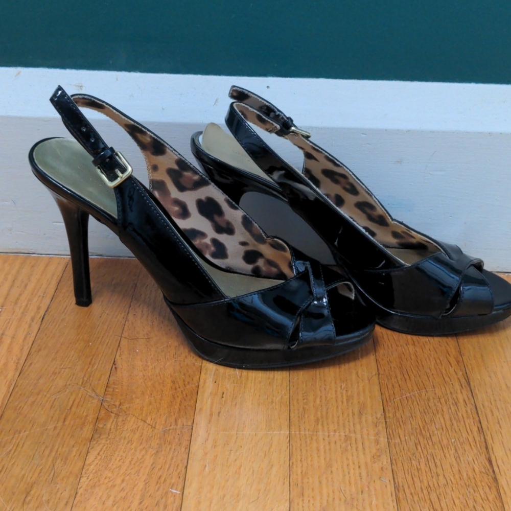 Black peeptoe heels